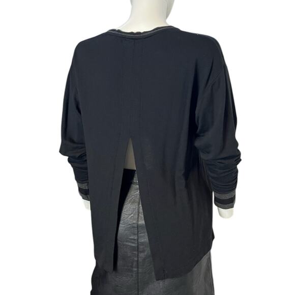 Rag & Bone Nikki Split Back Black Crewneck Modal Cotton Sweater Size XS - Picture 2 of 4
